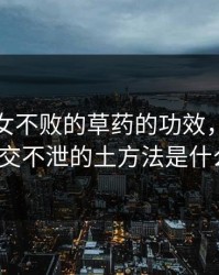 夜战十女不败的草药的功效，一味药久交不泄的土方法是什么?