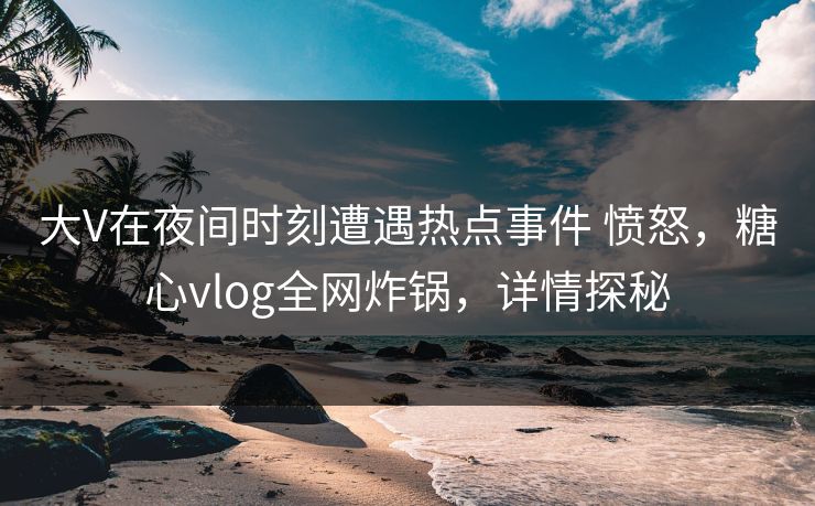 大V在夜间时刻遭遇热点事件 愤怒，糖心vlog全网炸锅，详情探秘